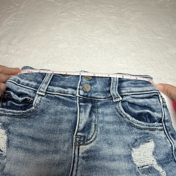 BKE Blue Distressed Jean Shorts with Elastic Adjustable Waistband - Picture 9 of 11